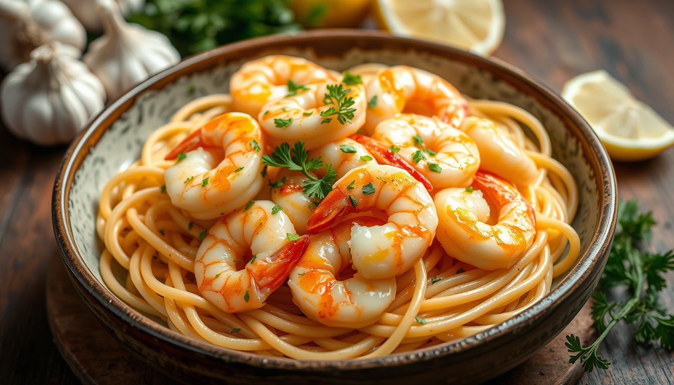 Garlic Butter Shrimp Scampi with Linguine is a luxurious yet simple dish that combines succulent shrimp, a rich garlic butter sauce, and perfectly cooked linguine for an irresistible flavor experience. The buttery sauce is infused with garlic and a hint of lemon, creating a tangy and savory flavor that complements the shrimp and pasta beautifully. This dish is perfect for a quick weeknight dinner or a special occasion, offering the ideal balance of indulgence and freshness. Serve it with a sprinkle of fresh parsley for an extra touch of color and flavor.