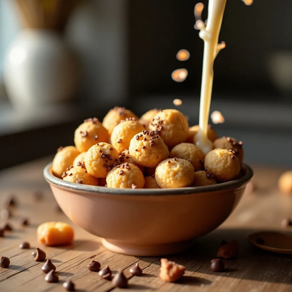 Mini cookie cereal in a bowl with milk