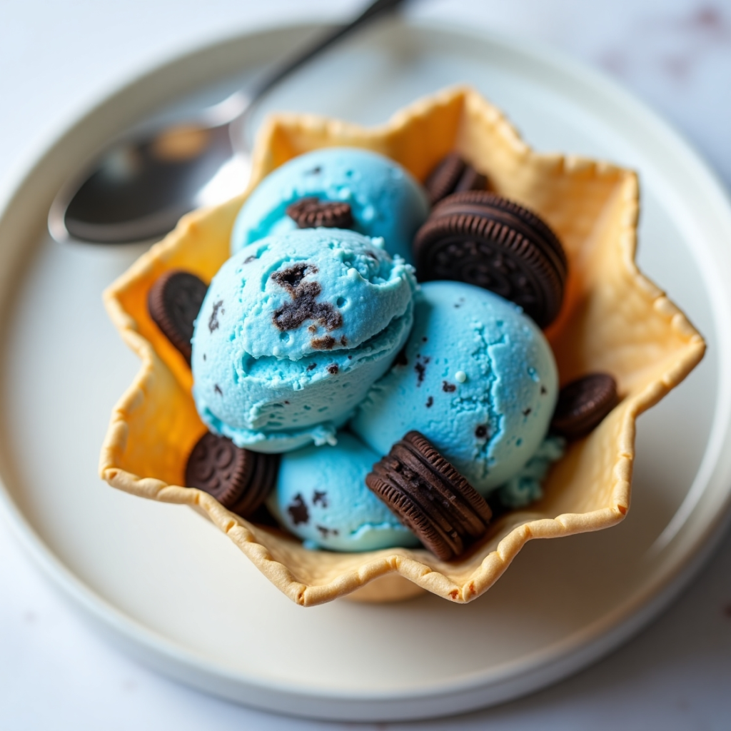 Cookie Monster Ice Cream with Oreos and cookies