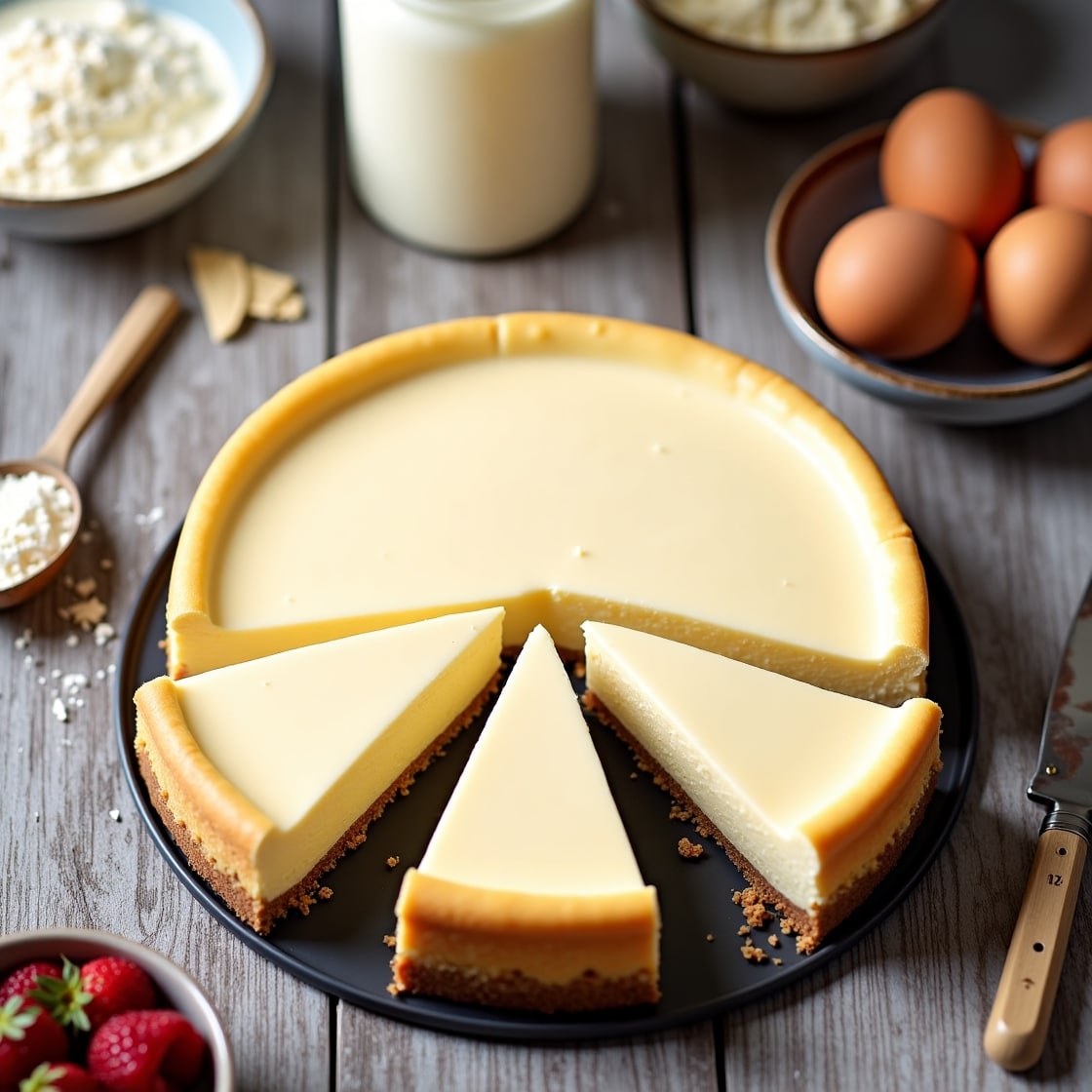High protein cheesecake ingredients on counter
