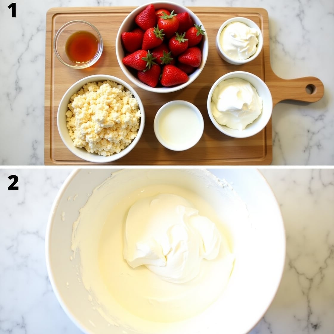 Ingredients for strawberry shortcake ice cream
