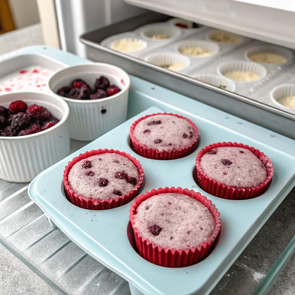 Freeze the Extras, Save the Magic frozen blackberry chia jam in silicone muffin mold