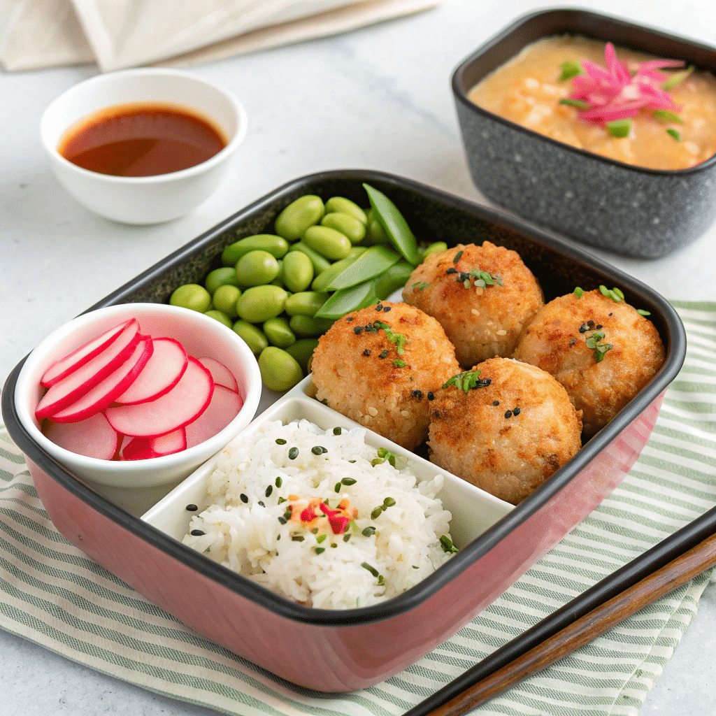 kimchi-cheese-rice-balls-lunchbox Kimchi and cheese rice balls in lunchbox