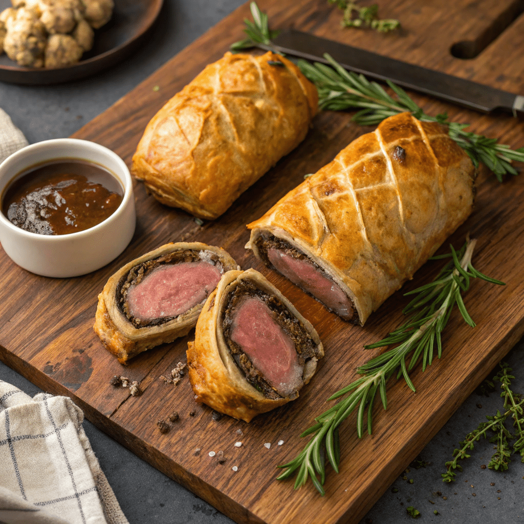 mini-beef-wellington-recipe-featured. Mini beef wellington recipe served golden and juicy
