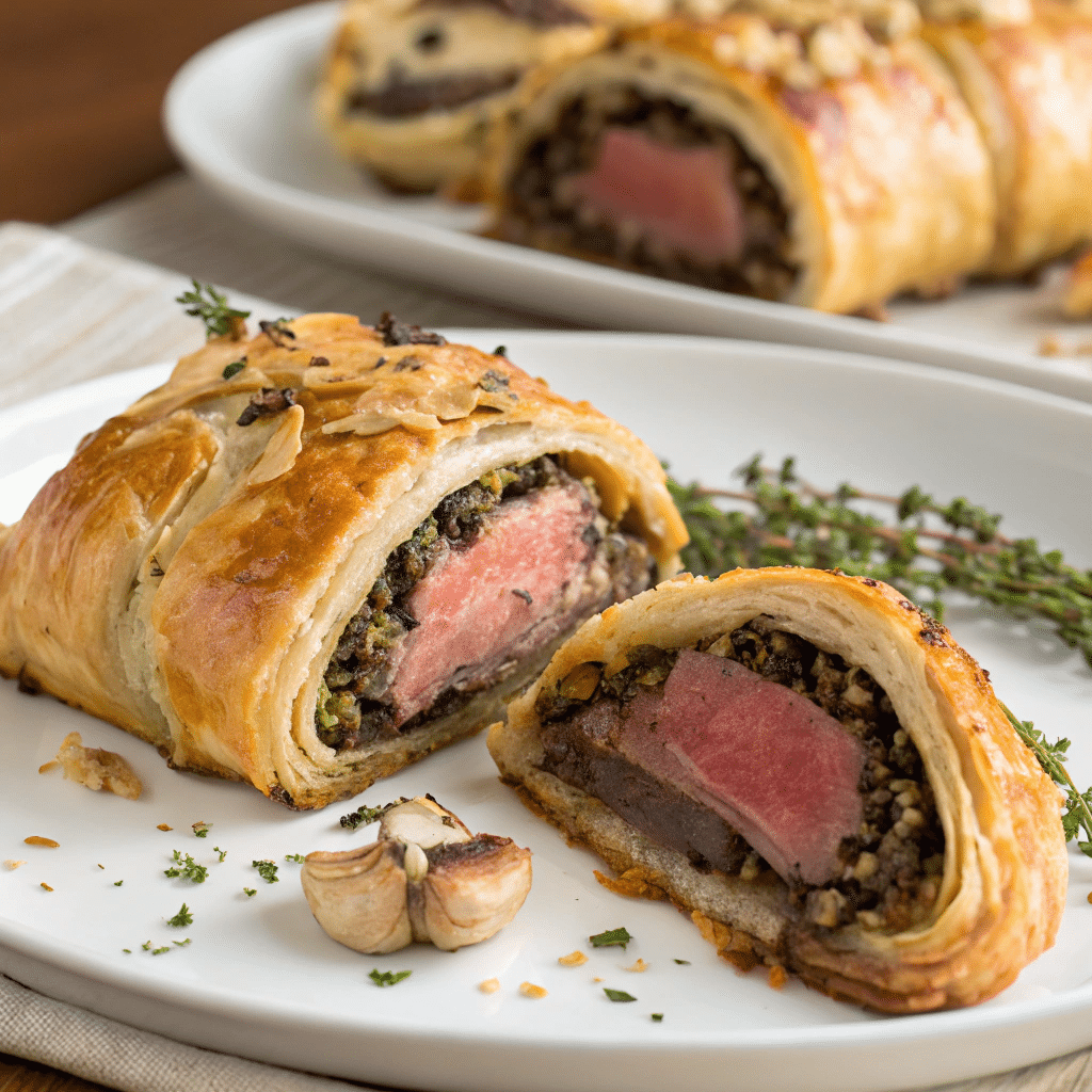 wrapping-mini-beef-wellington Wrapping beef in pastry for mini wellington