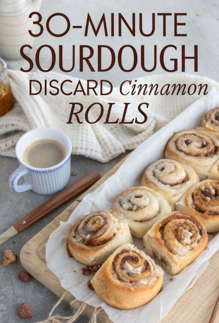Freshly baked sourdough cinnamon rolls on a cooling rack