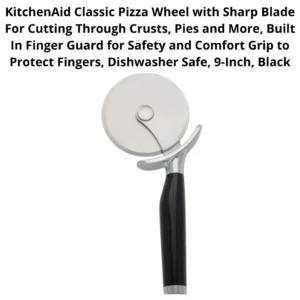 KitchenAid Classic Pizza Wheel with sharp blade and comfort grip, perfect for cutting sourdough cheese crackers, pies, and other baked goods safely.
