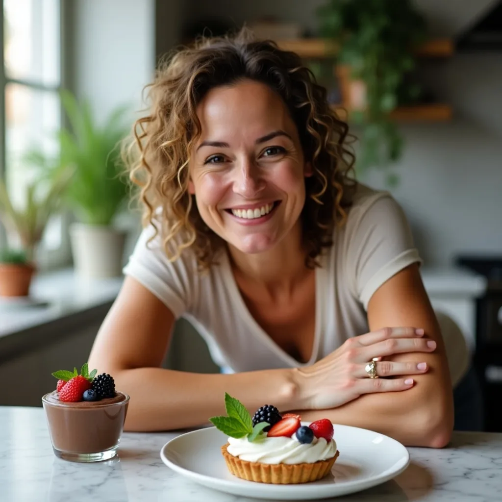Flux Dev 40yearold woman leaning on a kitchen counter with fol 3 1