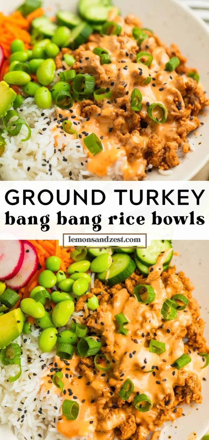 Ground Turkey Rice Bowls with Bang Bang Sauce