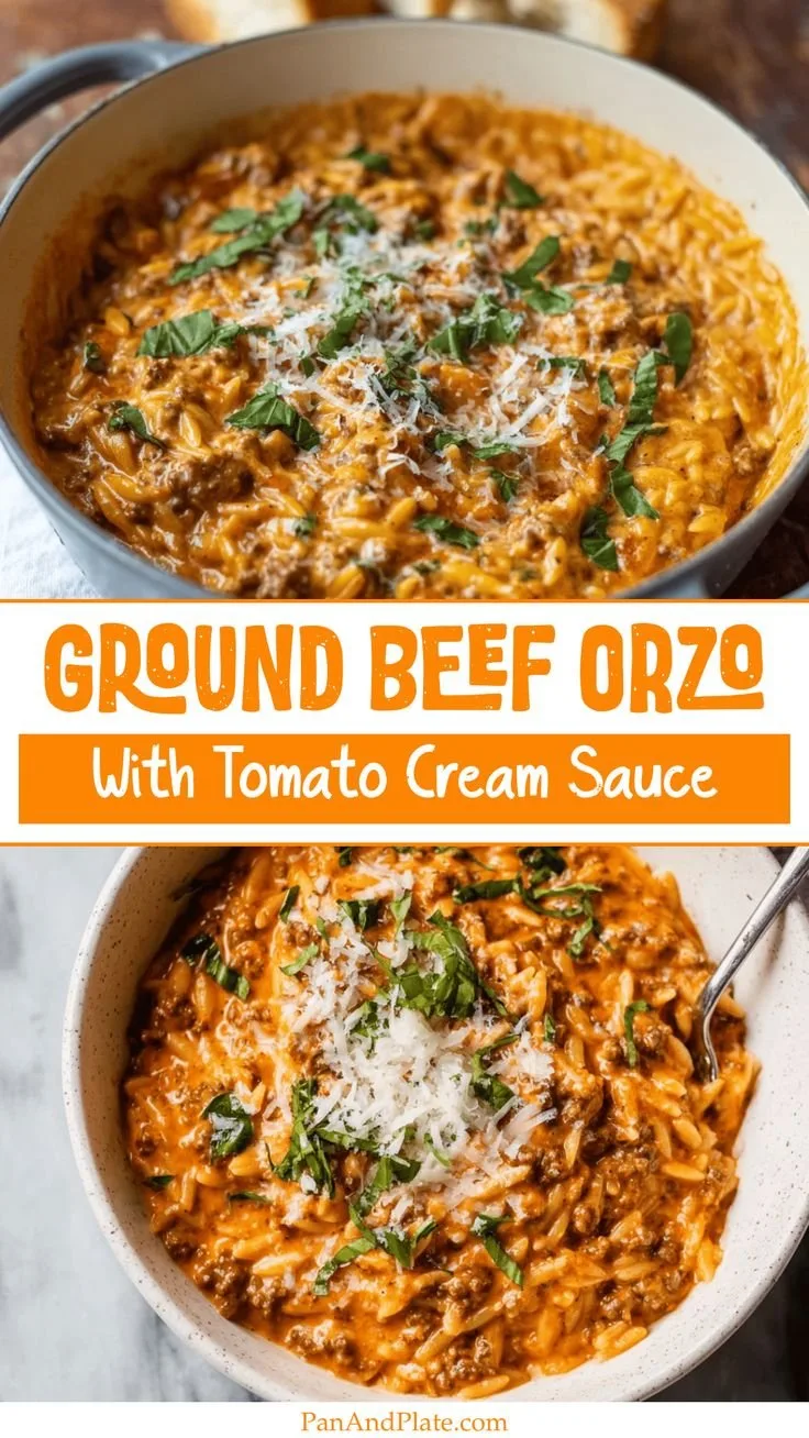 Creamy Tomato Ground Beef Orzo Dinner