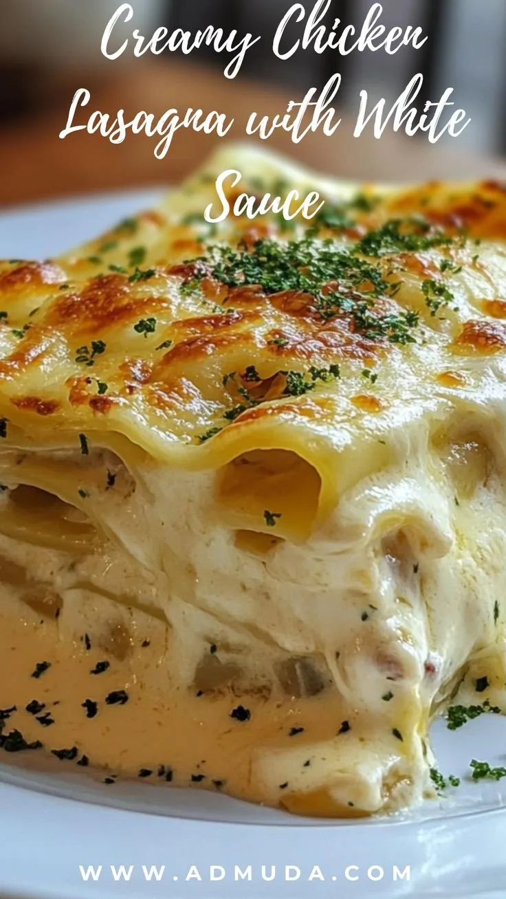 Creamy Chicken Lasagna with White Sauce