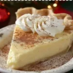 Christmas Eve Cinnamon-Vanilla Creamy Custard Pie topped with cinnamon