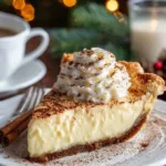 Delicious Christmas Eve cinnamon-vanilla custard pie, perfect holiday dessert.