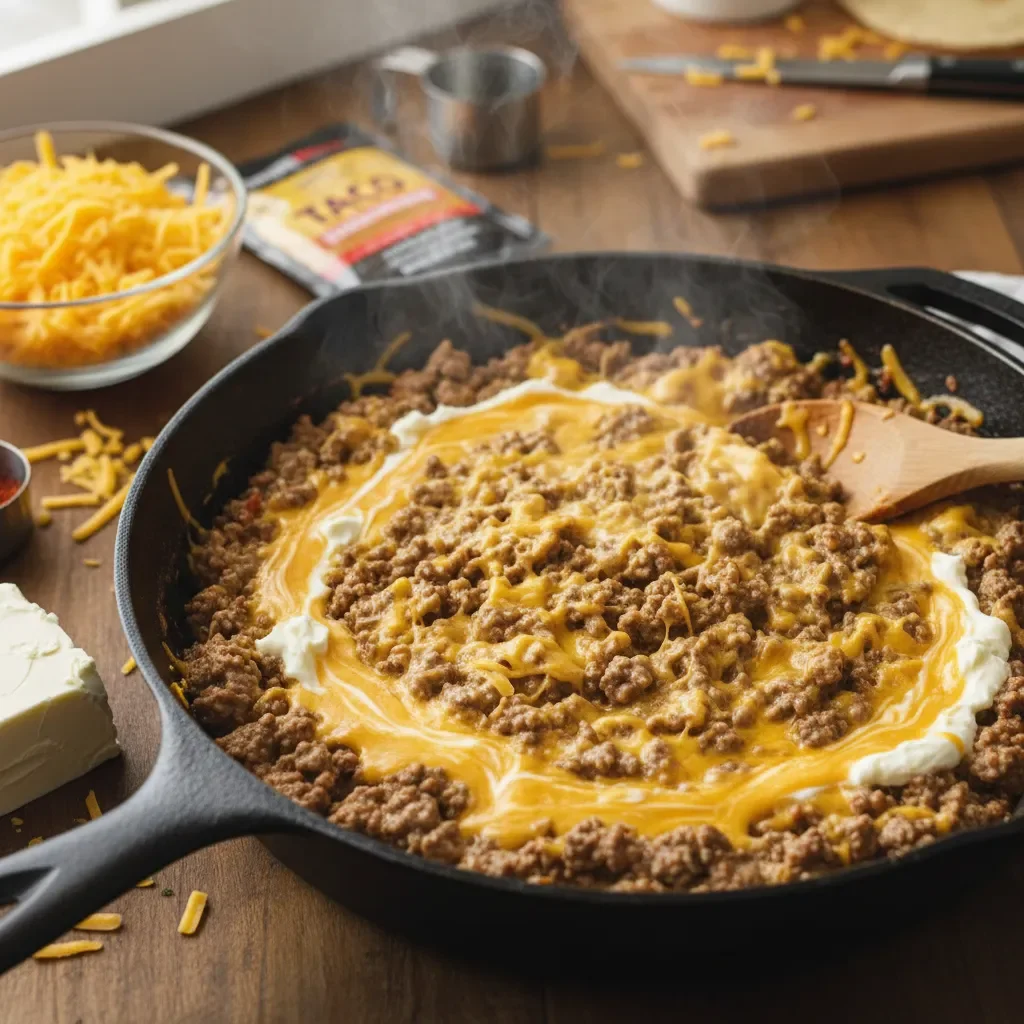 Cheesy Taco Sticks 3 Cheesy taco sticks ready for serving, topped with melted cheese and flavorful spices.