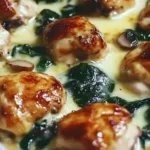 A low-carb oven dish featuring chicken, spinach, and mushrooms baked to perfection.