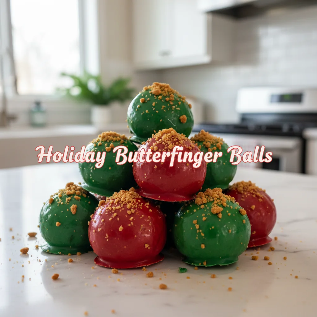 Chocolate Butterfinger Balls 3 Homemade Chocolate Butterfinger Balls topped with chocolate and crushed Butterfinger candy