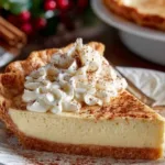Creamy cinnamon-vanilla custard pie slice on a plate