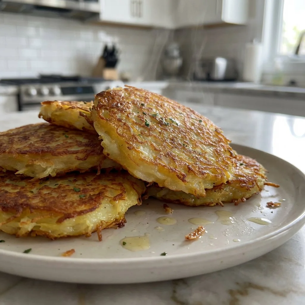 Crispy Potato Pancakes 3 Delicious crispy potato pancakes served with sour cream and chives