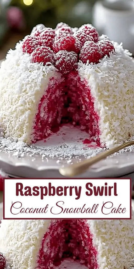 Raspberry Swirl Coconut Snowball Cake: Tropical Bliss Awaits