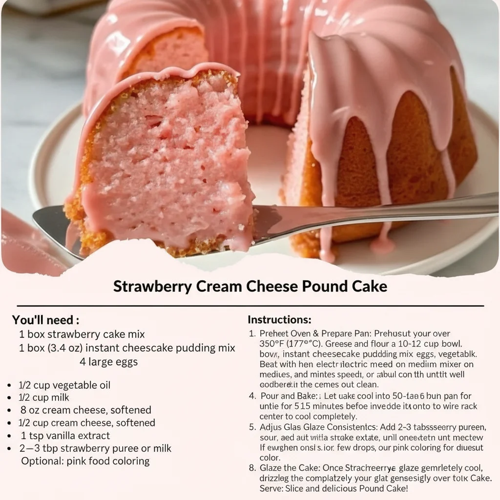 Strawberry Cream Cheese Pound Cake 3 Slice of Strawberry Cream Cheese Pound Cake topped with fresh strawberries