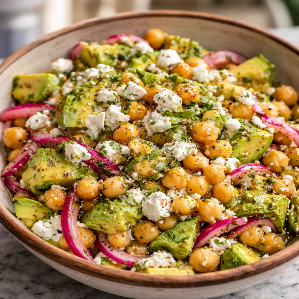 Chickpea Feta Avocado Salad