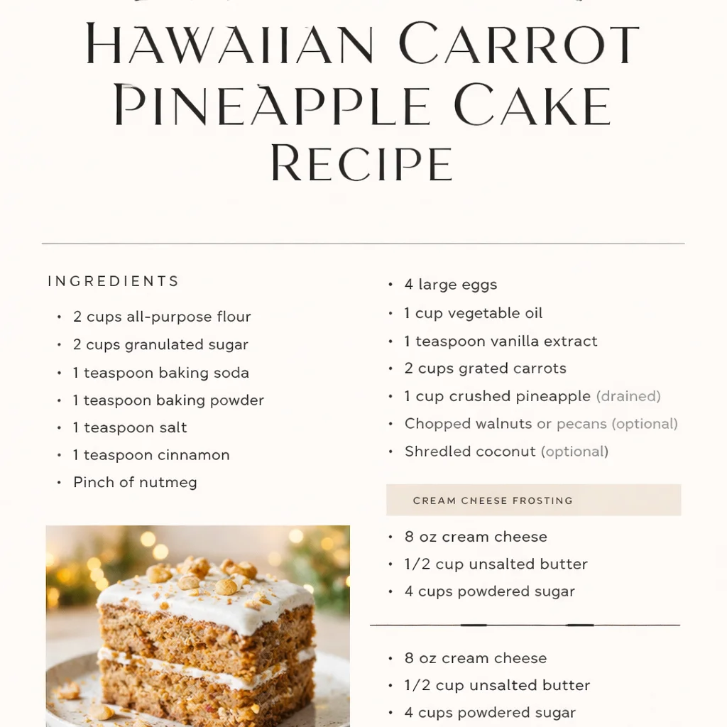 Delicious Christmas Hawaiian Carrot Pineapple Cake Recipe