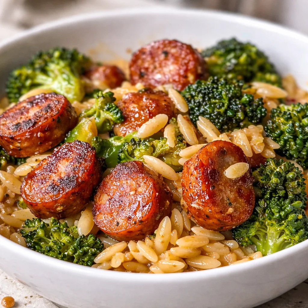 One-Pan Creamy Orzo with Chicken Sausage