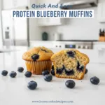 Delicious protein blueberry muffins fresh out of the oven