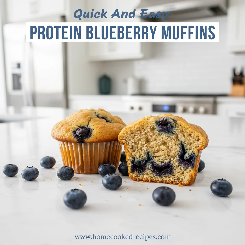 Protein Blueberry Muffins 4 Delicious protein blueberry muffins fresh out of the oven