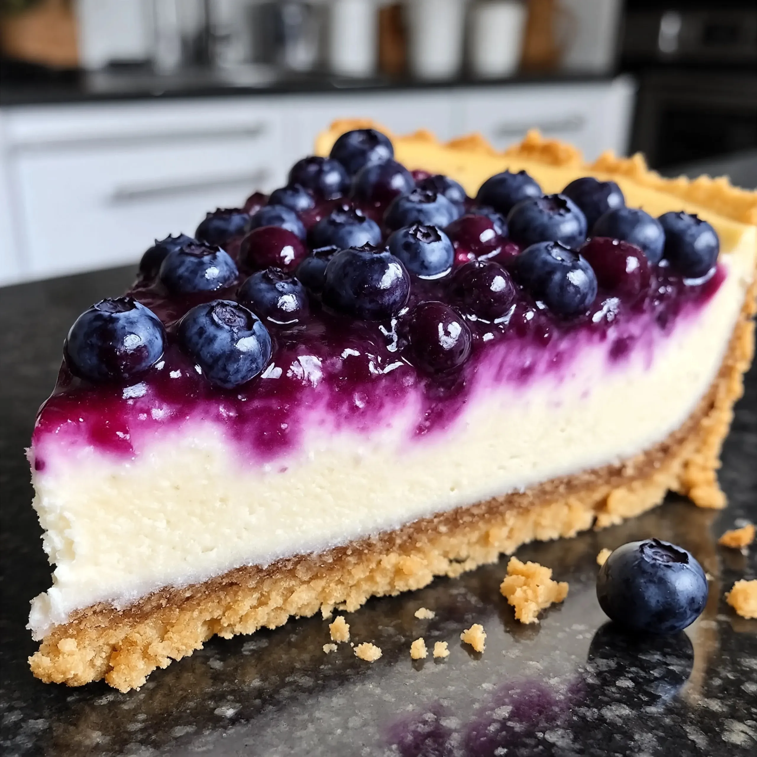 Blueberry Cheesecake with Crumble Cookie Crust