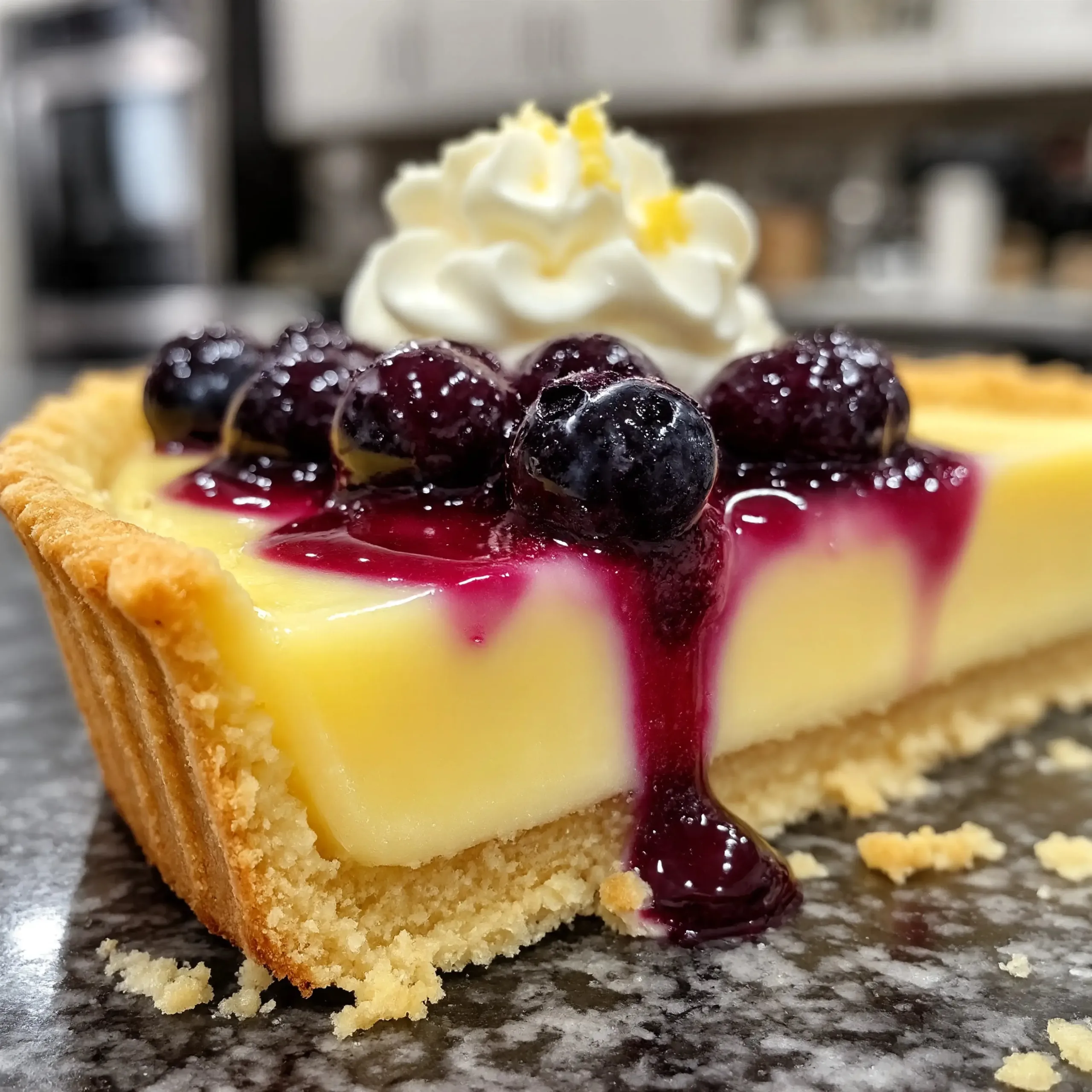 Creamy Lemon Tart with Blueberry Sauce