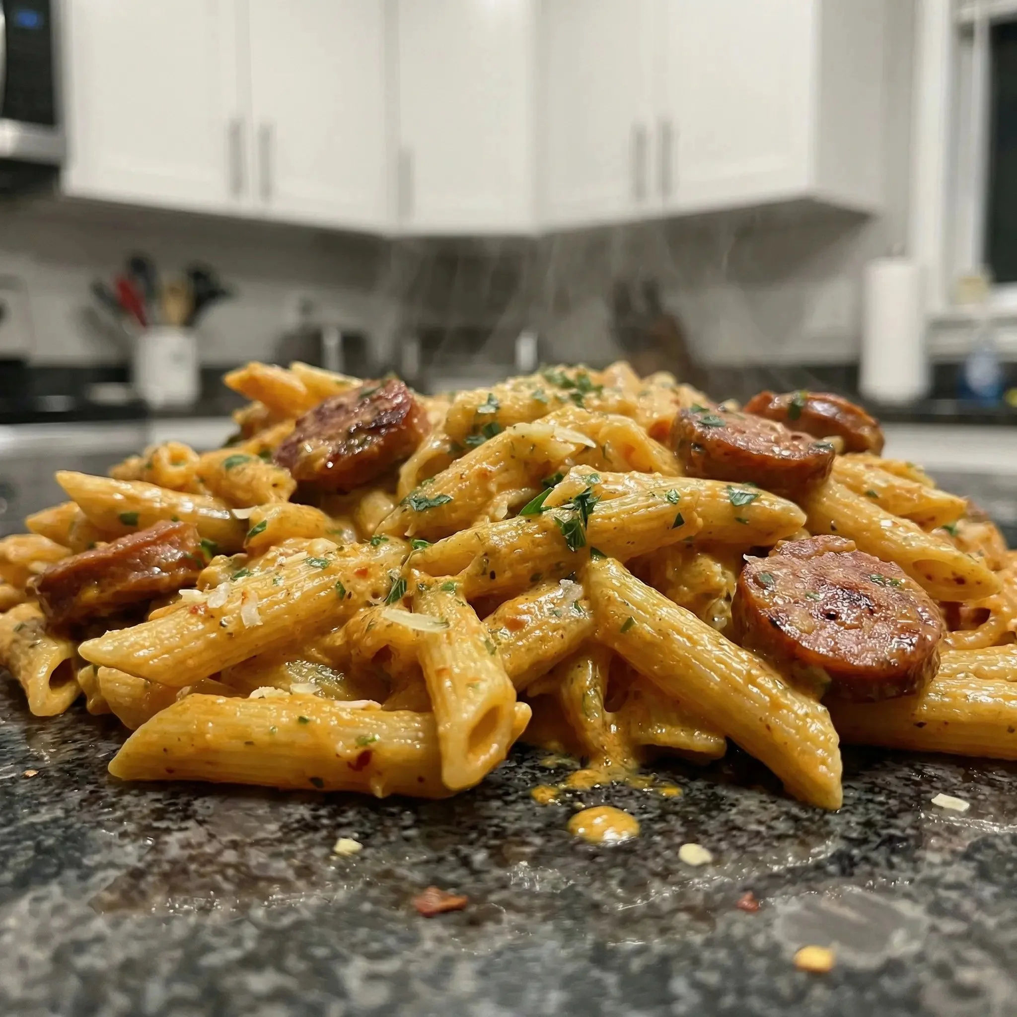 One-Pot Creamy Spicy Cajun Sausage Pasta