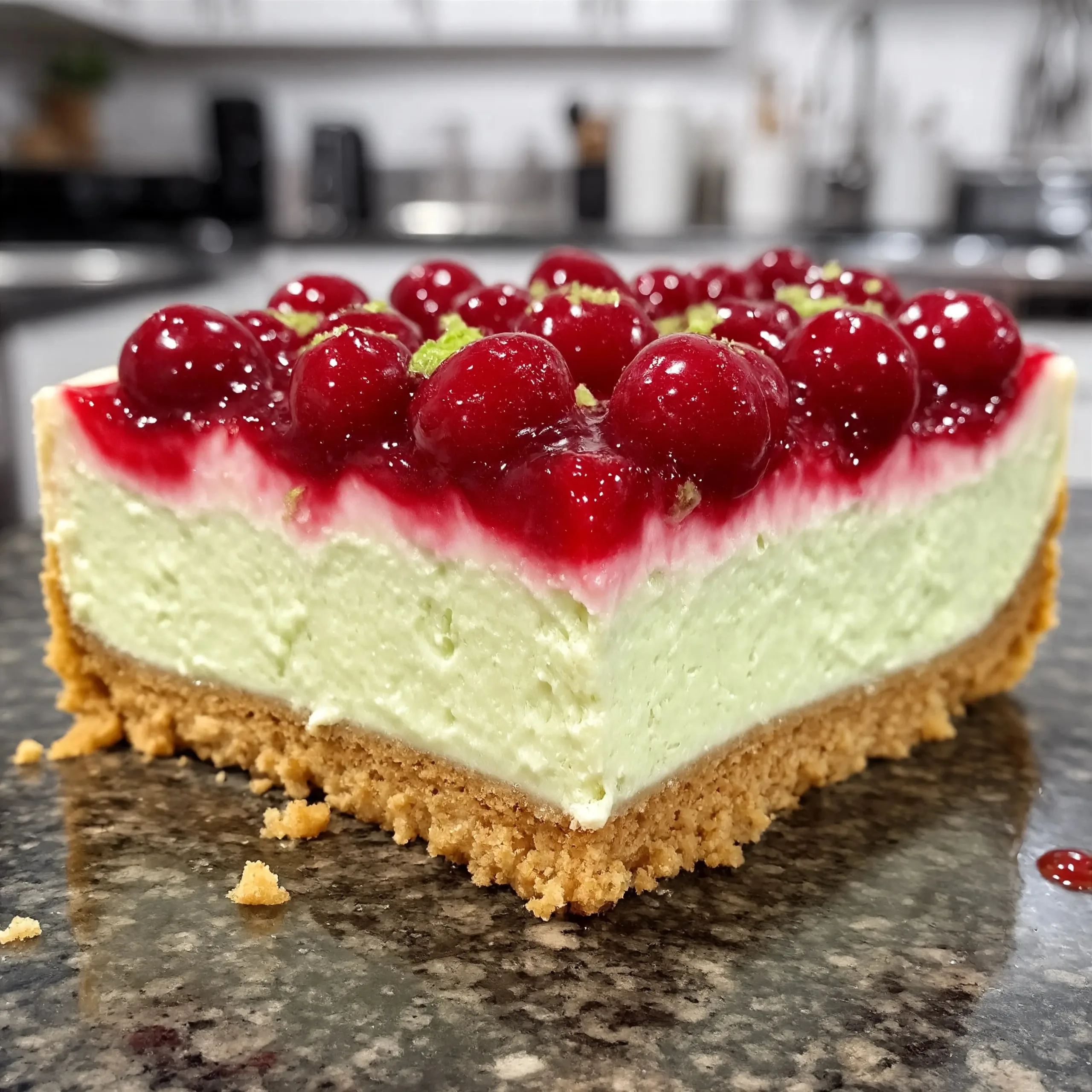 Luscious Lemon-Lime Cherry Pistachio Cheesecake