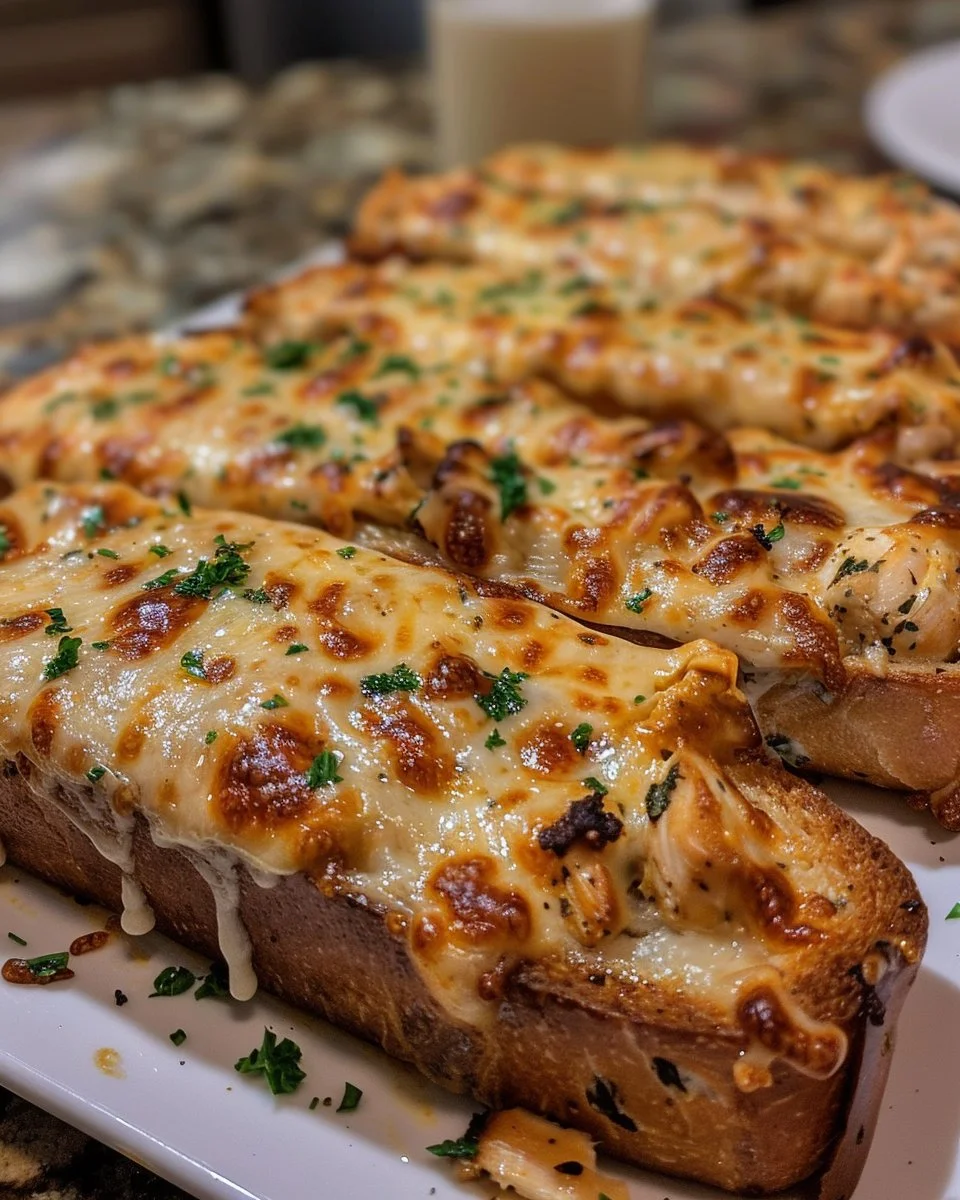 Cheesy Chicken Garlic Bread Sandwiches 2 Cheesy Chicken Garlic Bread Sandwich