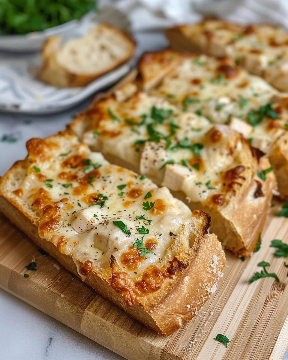 Chicken Alfredo Garlic Bread 2 Chicken Alfredo Garlic Bread