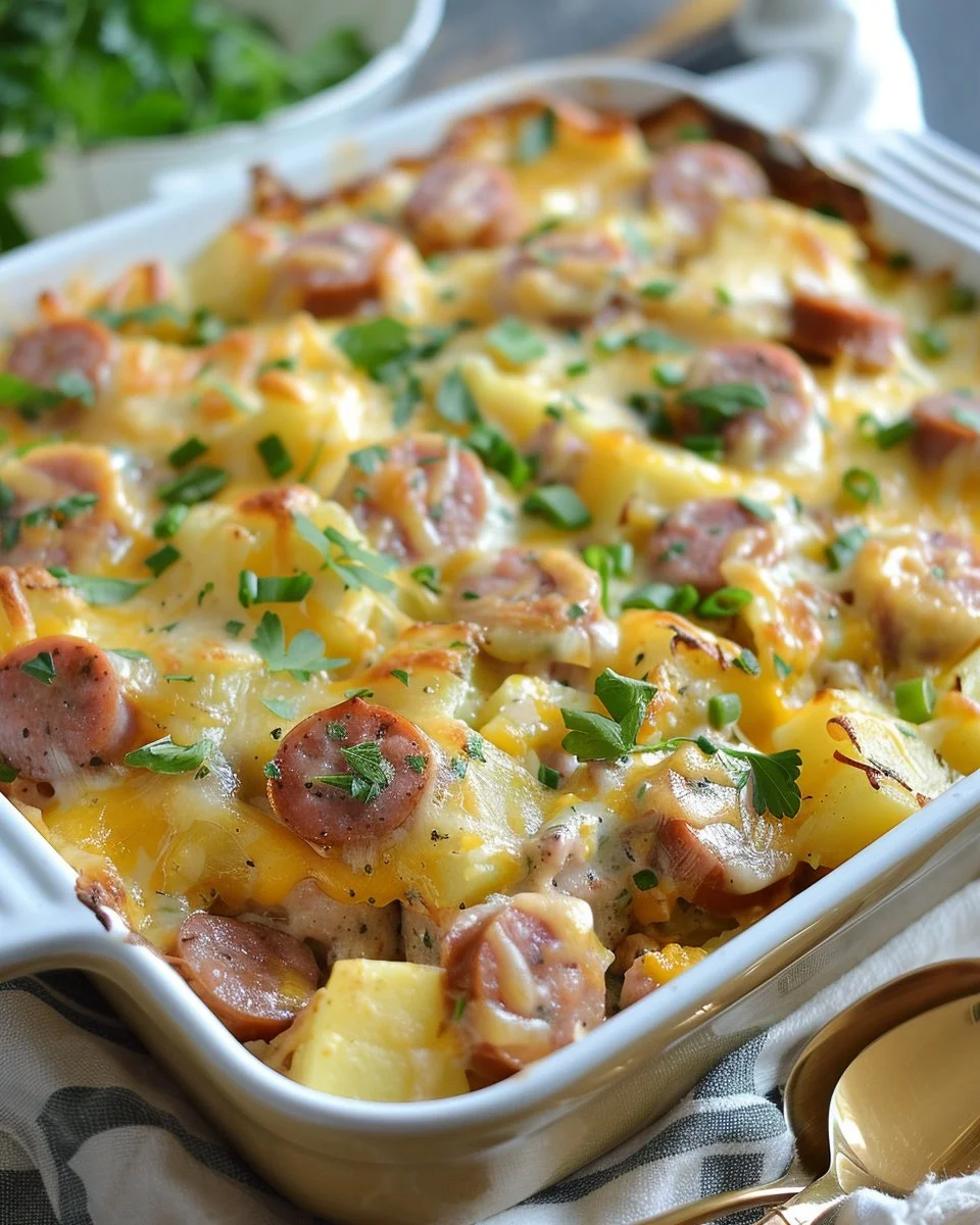 Kielbasa Sausage Cheesy Potato Casserole 2 Kielbasa Sausage Cheesy Potato Casserole