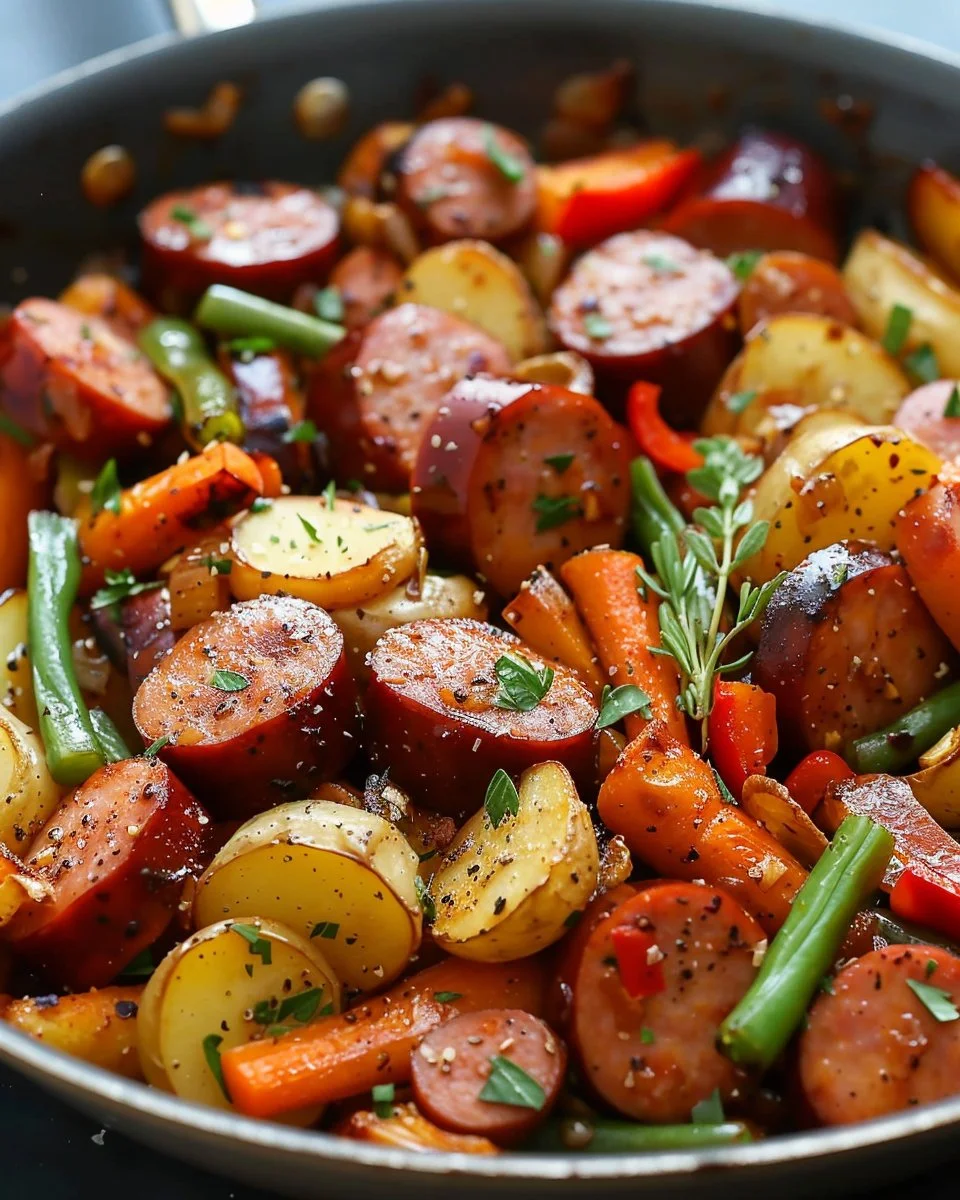 One-Pan Honey Garlic Kielbasa & Veggies 2 One-Pan Honey Garlic Kielbasa & Veggies