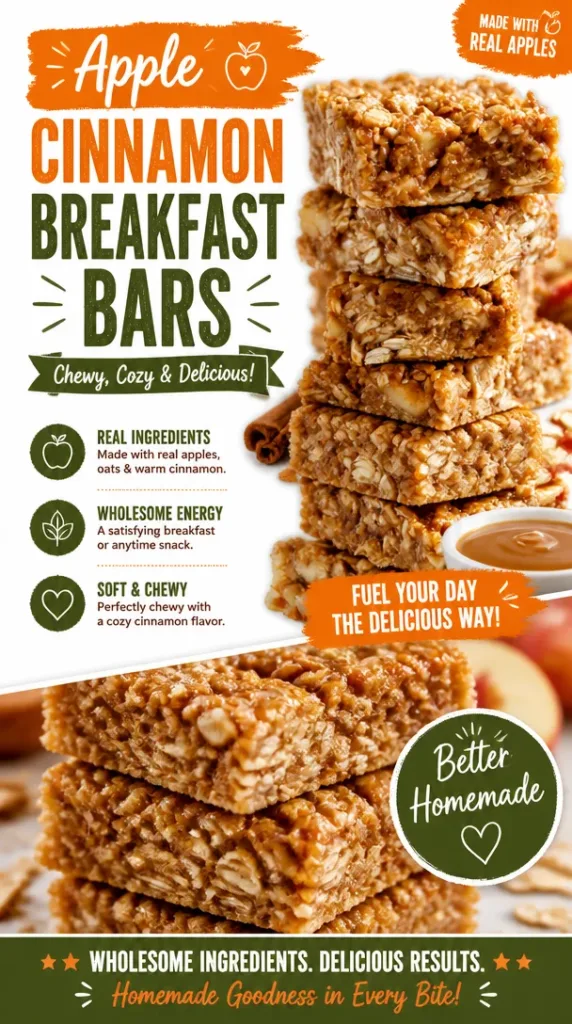 Homemade apple cinnamon breakfast bars on a plate, ready to eat