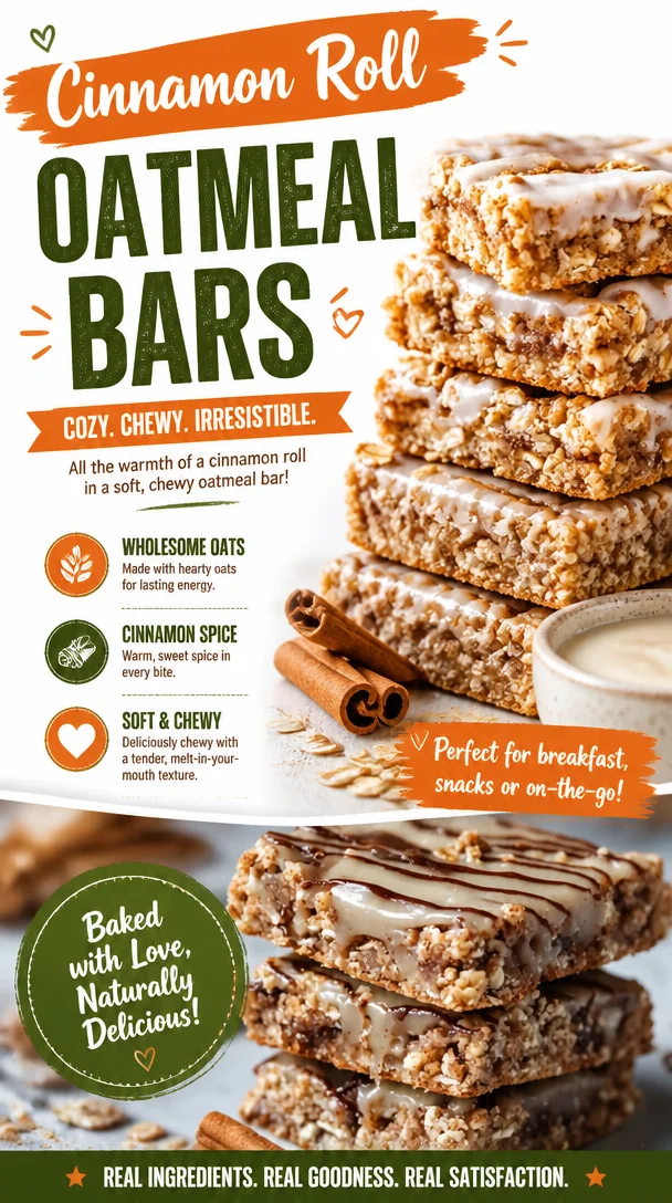 Cinnamon Roll Oatmeal Bars 2 Cinnamon Roll Oatmeal Bars