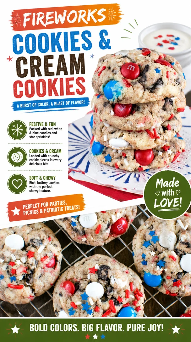 Fireworks Cookies and Cream Cookies 2 Fireworks Cookies and Cream Cookies