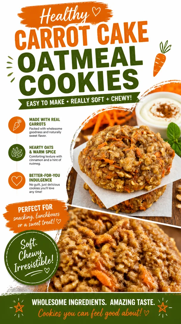 Healthy Carrot Cake Oatmeal Cookies 2 Healthy Carrot Cake Oatmeal Cookies