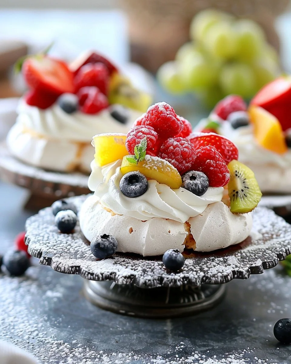 Mini Pavlovas with Fresh Fruit and Cream Recipe 2 Mini Pavlovas with Fresh Fruit and Cream Recipe