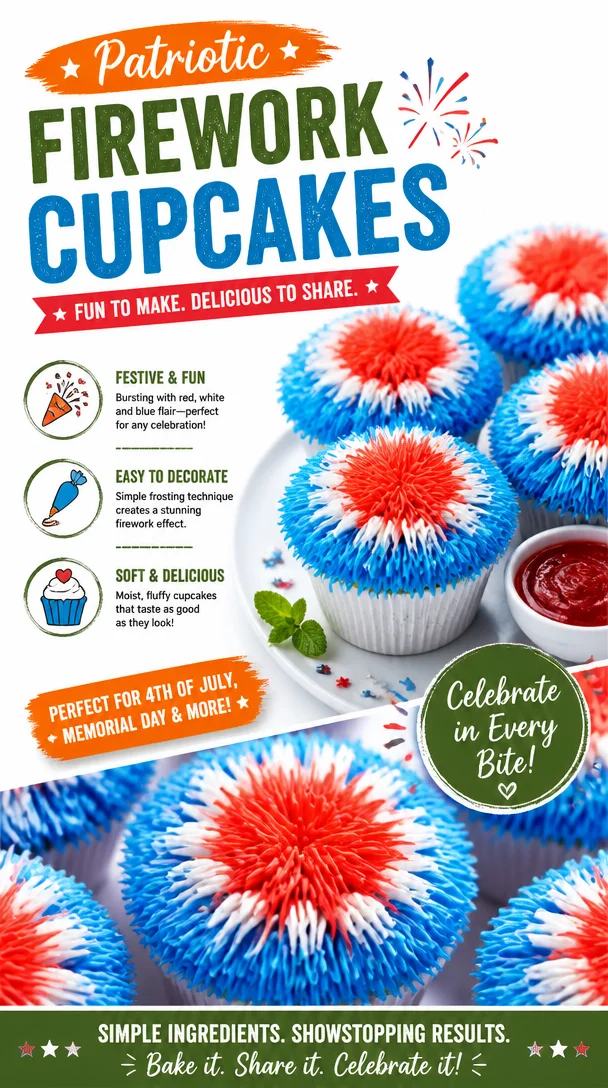 Patriotic Firework Cupcakes 2 Patriotic Firework Cupcakes