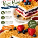 Red White & Blue Mixed Berry Yum Yum dessert with fresh berries and whipped cream