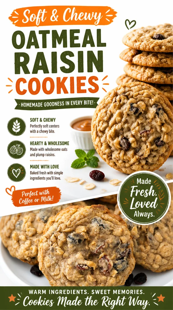 Soft & Chewy Oatmeal Raisin Cookies 2 Soft & Chewy Oatmeal Raisin Cookies
