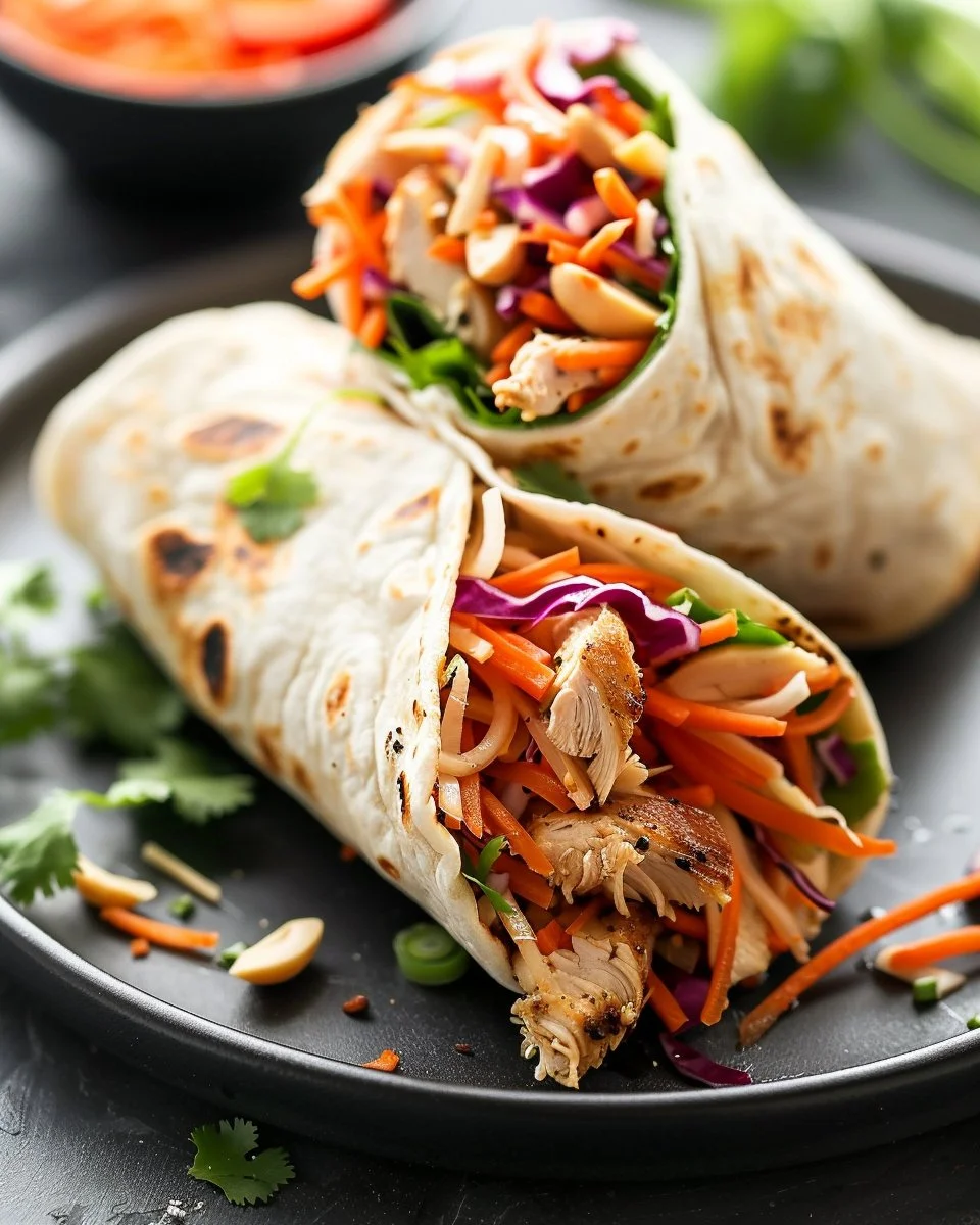 Thai Chicken Wrap with Crunchy Asian Slaw 2 Thai Chicken Wrap with Crunchy Asian Slaw