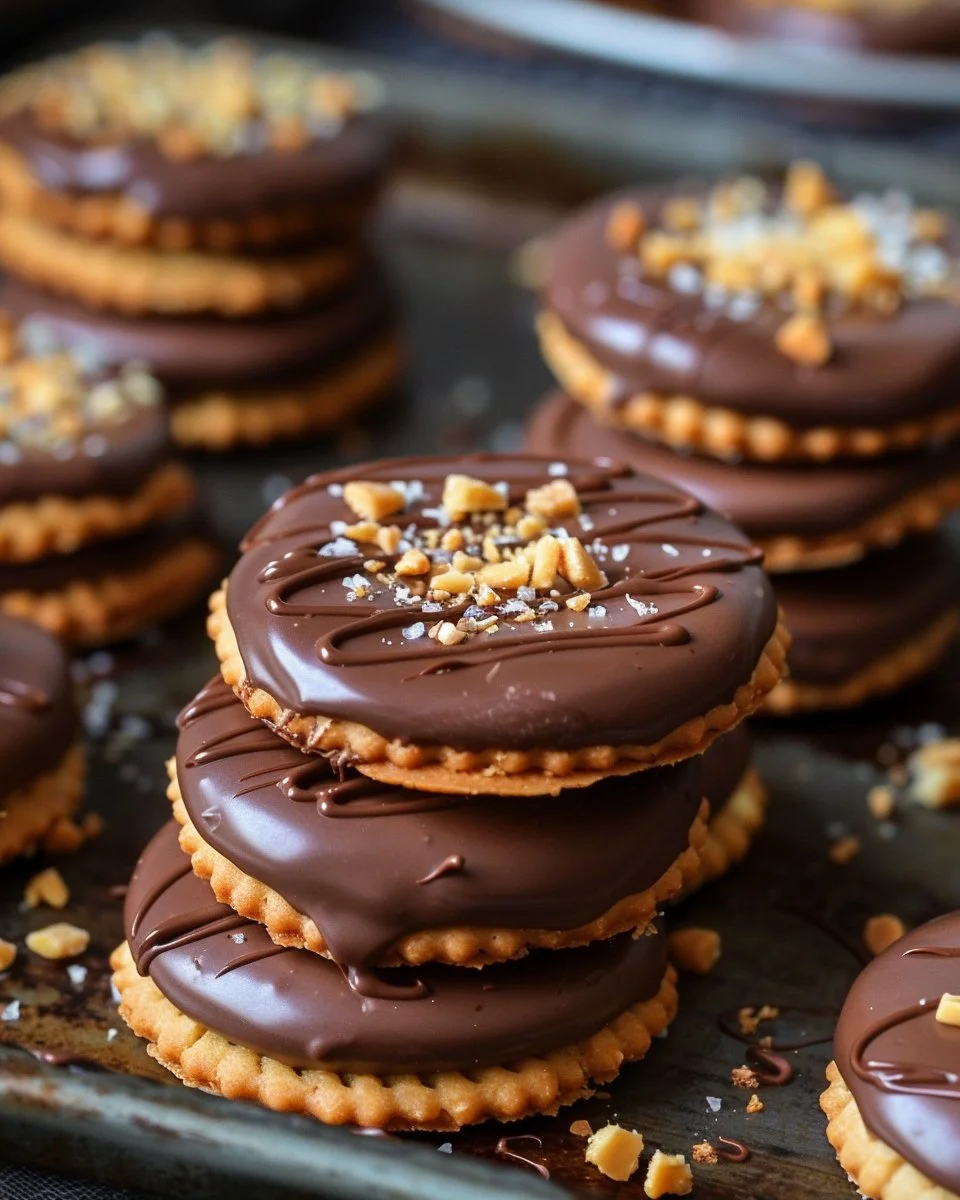 Ritz Cracker Peanut Butter Chocolate-Covered Cookies 2 Ritz Cracker Peanut Butter Chocolate-Covered Cookies