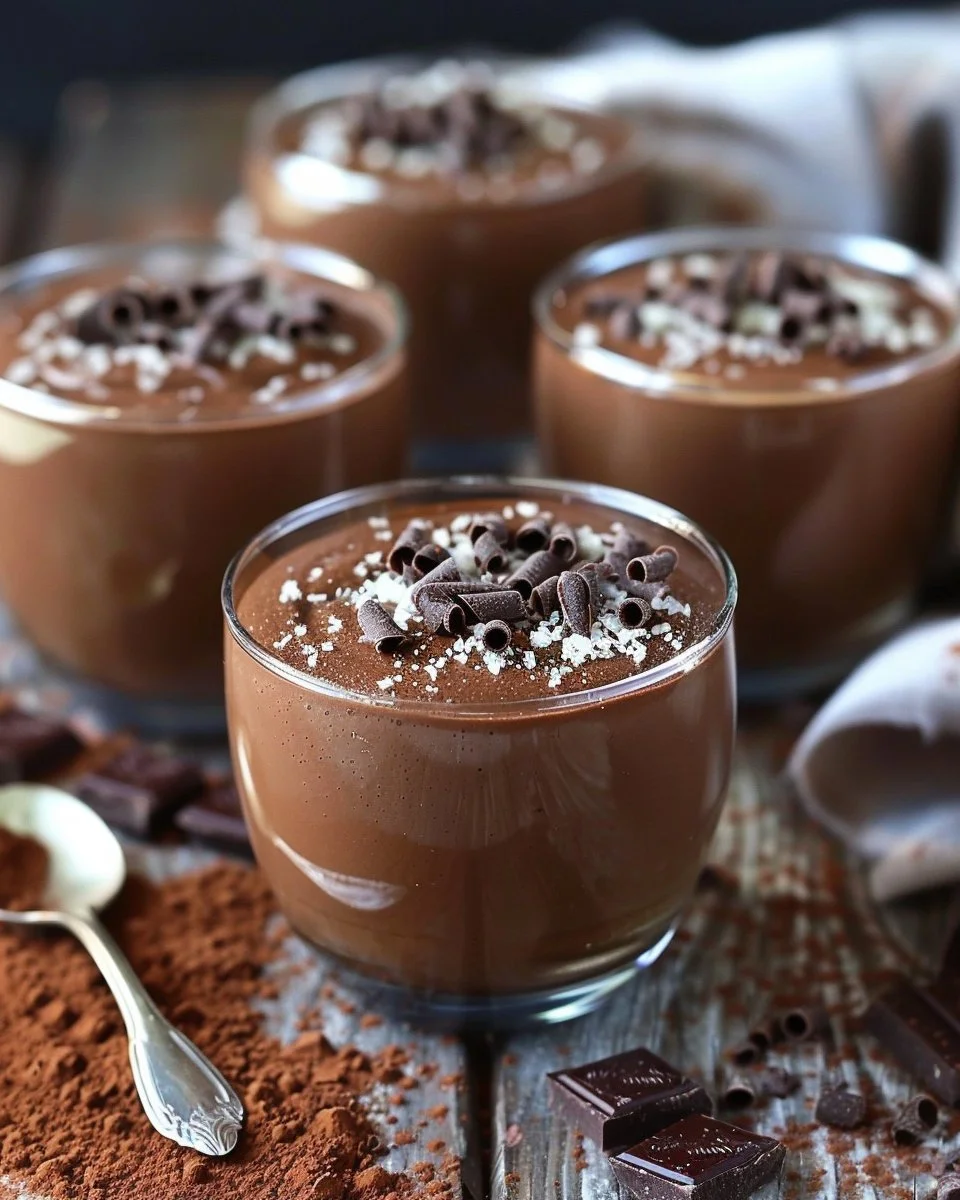 Delicious easy chocolate mousse served in a glass, perfect dessert for one