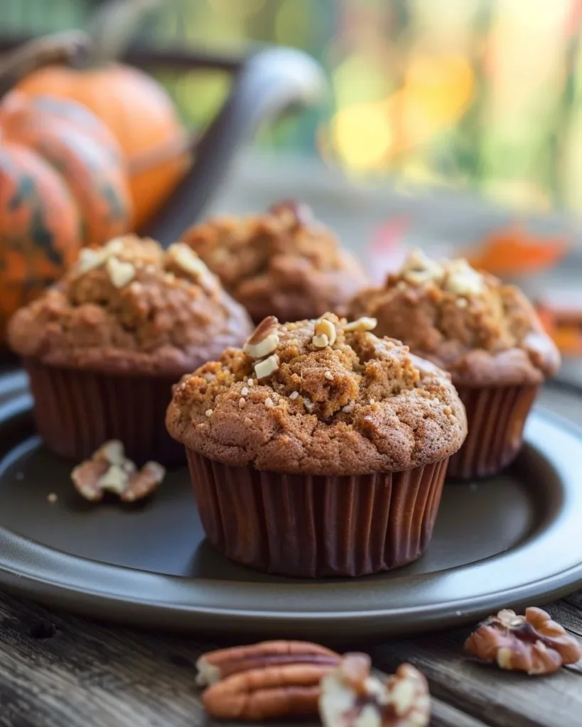 Gluten-free pumpkin muffins fresh out of the oven with a sprinkle of spice