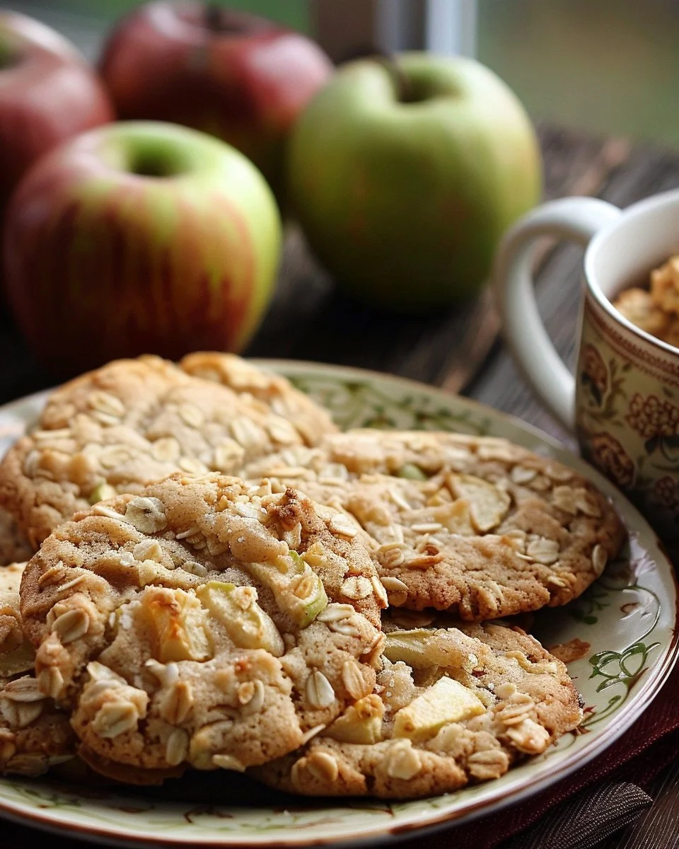 Delicious homemade apple crisp cookies with cinnamon and oats
